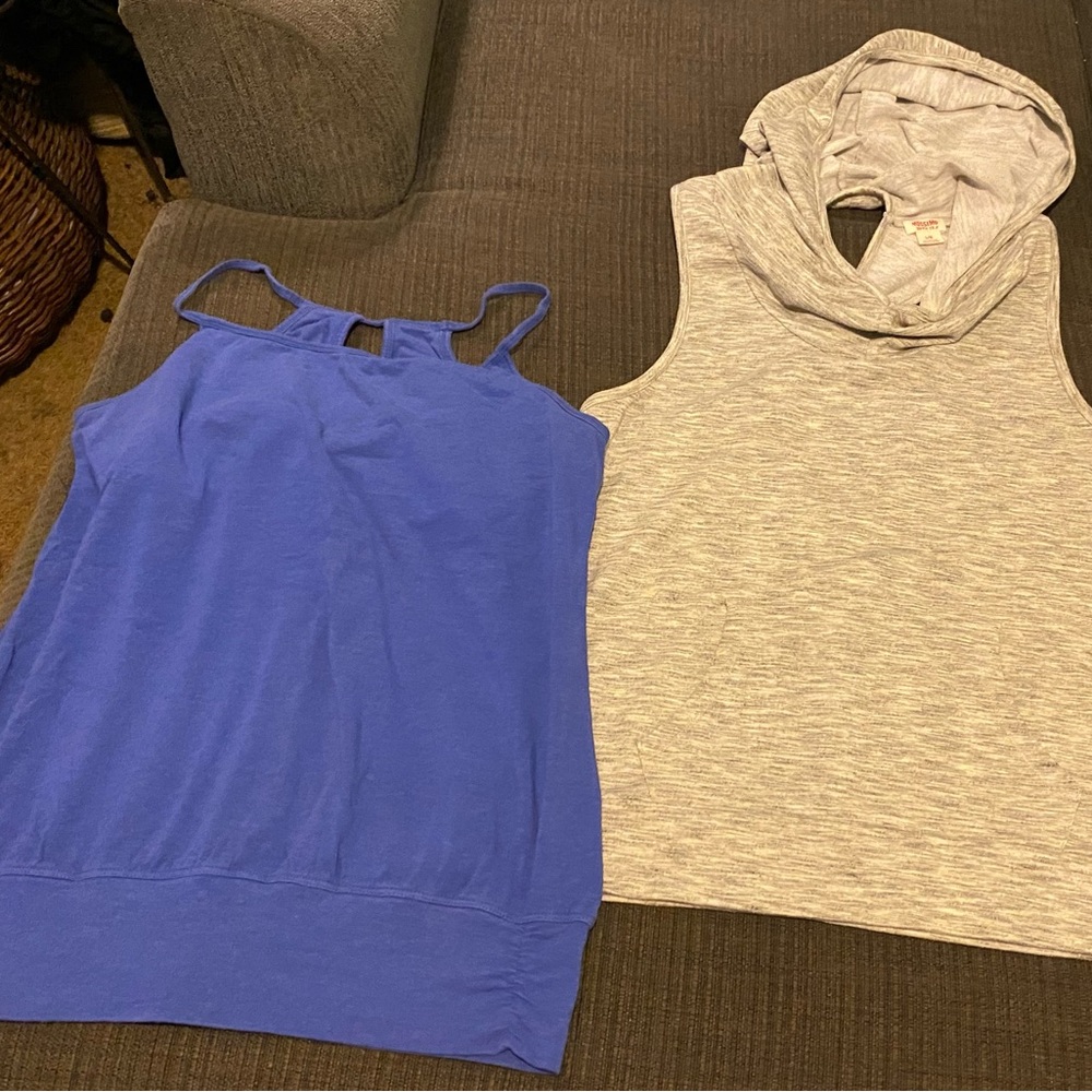 Mossimo Supply Co. Cobalt Blue and Heather Gray Tank Tops
